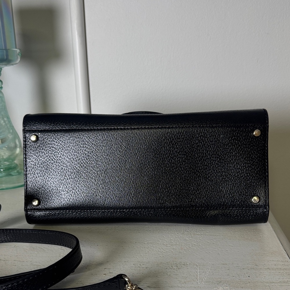 Kate Spade Black Pebbled Leather Satchel Crossbody Bag NWOT Gold Hardware - Picture 6 of 6